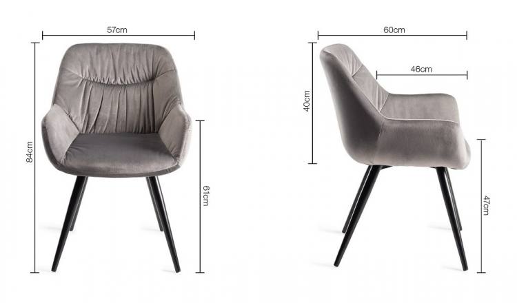 Bentley Designs Dali Grey Velvet Fabric Chair 