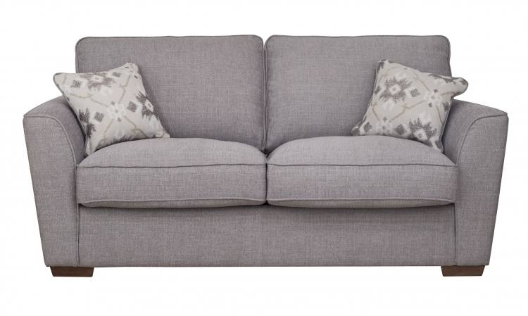 Pictured in Barley Silver with Lotty Silver scatter cushions and Mid Oak feet