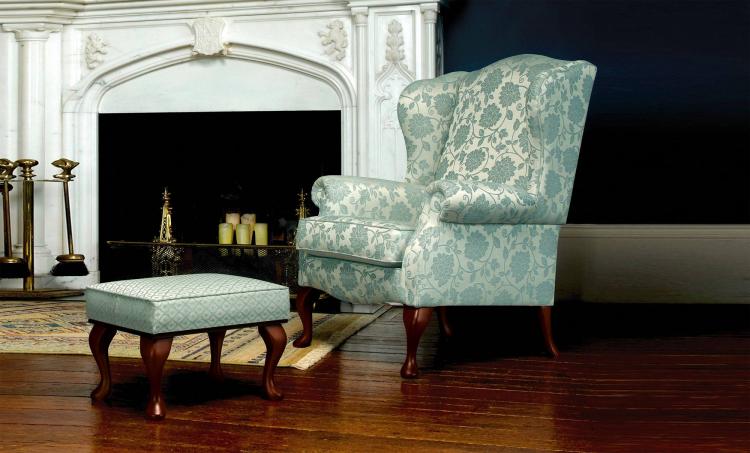 Chair with matching stool shown with Queen Anne Dark legs