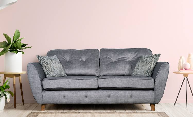 Holborn 3 Seater Sofa in Silver Fabric 