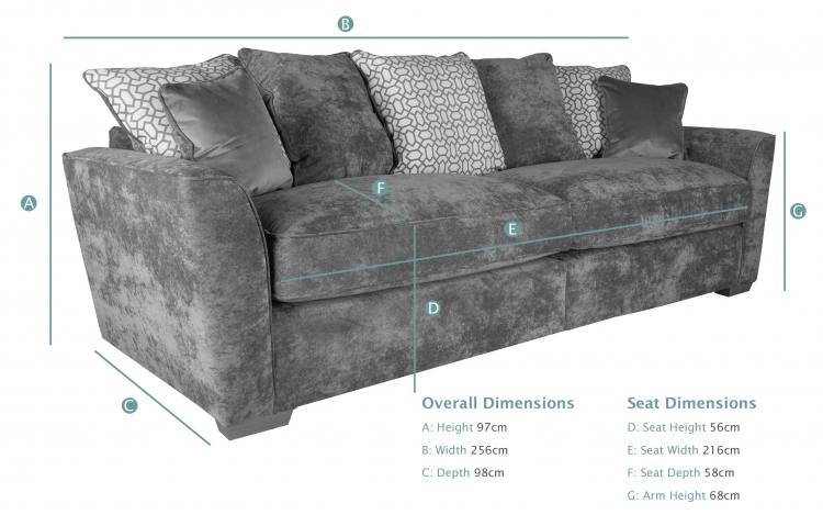 Buoyant Fantasia 4 Seater Modular Pillow Back Sofa dimensions