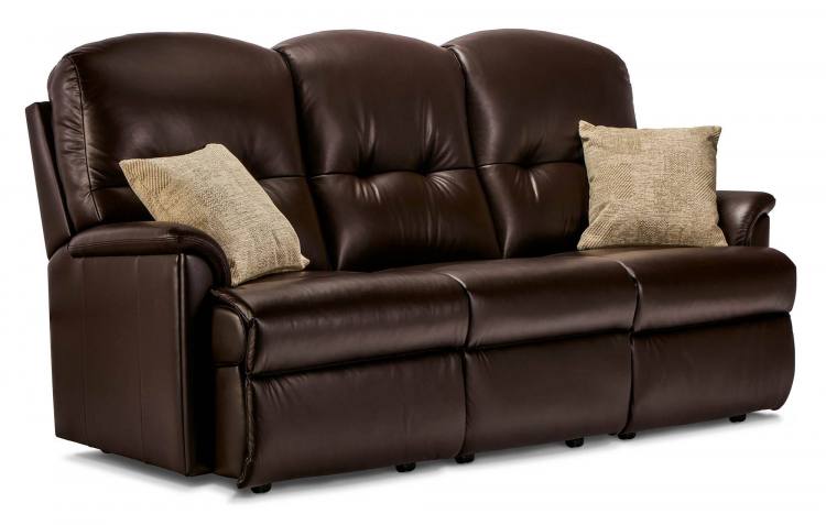 Small 3 seater shown in Queensbury Chocolate (scatter cushions sold seperately) on castors 