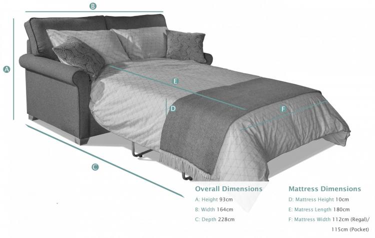 Alstons Poppy 2 Seater Sofa Bed dimesions (open)