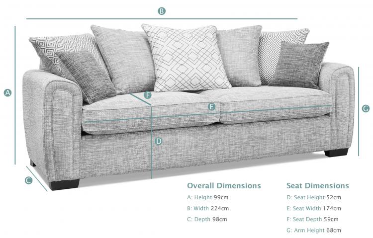 Alstons Memphis Grand Pillow Back Sofa dimensions