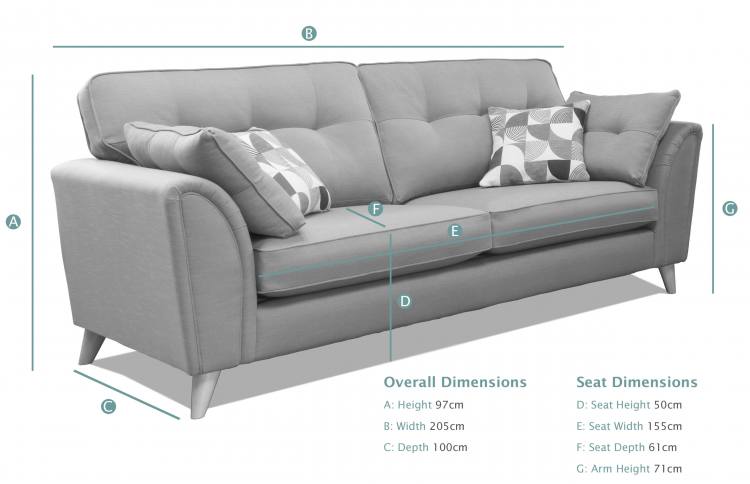 Alstons Oceana 3 Seater Sofa dimensions