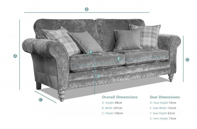 Alstons Cleveland 3 Seater Sofa dimensions
