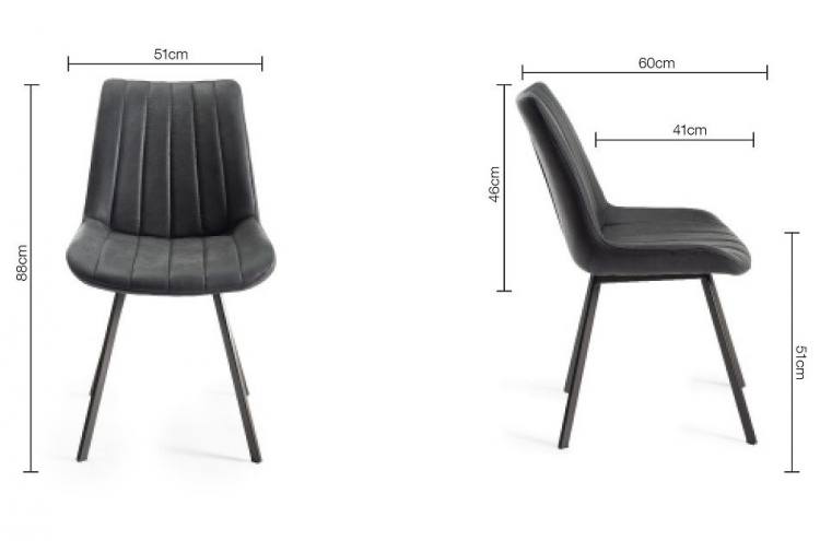 Chair sizes (shown in dark grey) 