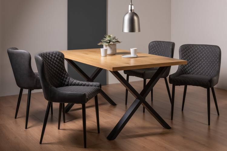 Bentley Designs Ramsay Rustic Oak, Rustic Dining Table With Leather Chairs
