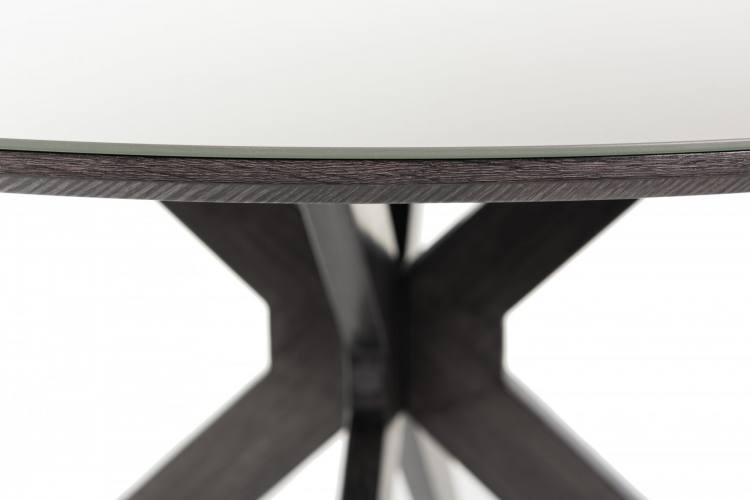 Close Up of the Bentley Designs Hirst Grey Painted Tempered Glass 4 Seater Table