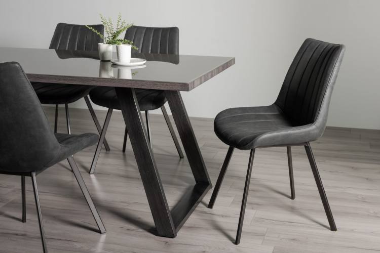 The Bentley Designs Hirst Grey Painrws Tempered Glass 6 Seater Table on Display 