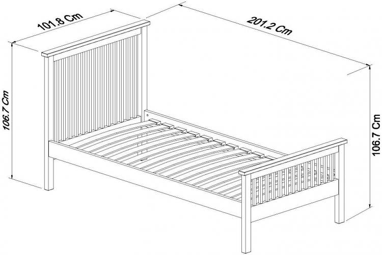 Bentley Designs Atlanta Two Tone Single High Footend Bedstead Measurements