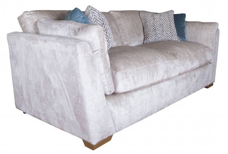 Pictured in Aaron Silver, Scatter cushions in Festival Ocean & Valencia Ziz Zag Natural and Mid Oak feet
