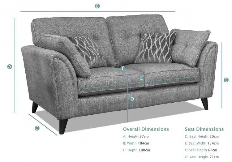 Alstons Oceana 2 Seater Sofa dimensions