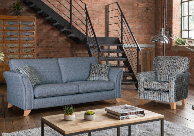 4 seater sofa in fabric 3892 shown with the Accent chair in the Emelia collection 