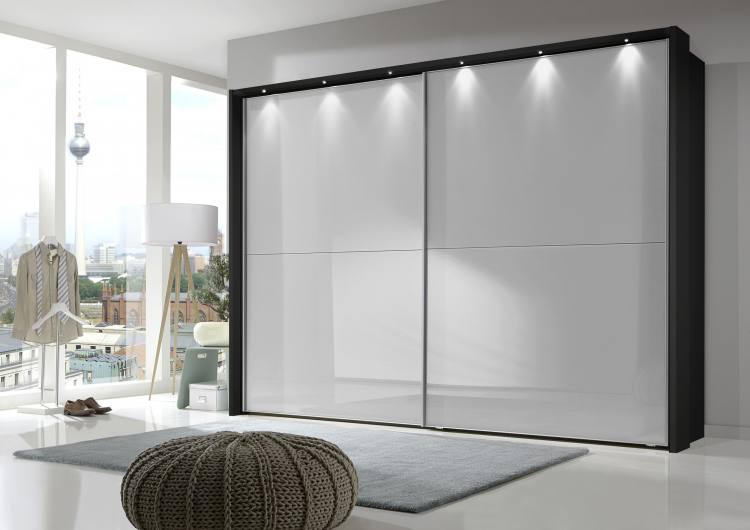 Wiemann Berlin Sliding-Door Wardrobe picture in Graphite with White Glass doors