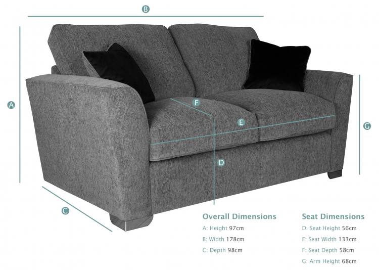 Buoyant Fantasia 2 Seater Standard Back Sofa dimensions