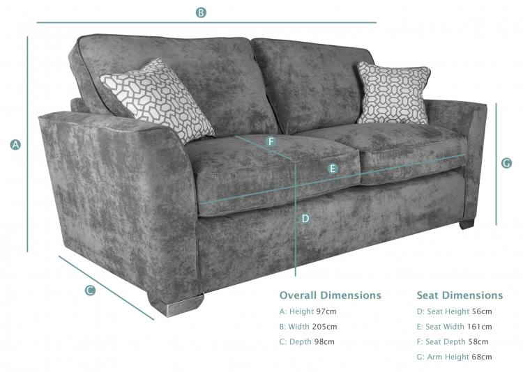 Buoyant Fantasia 3 Seater Standard Back Sofa dimensions
