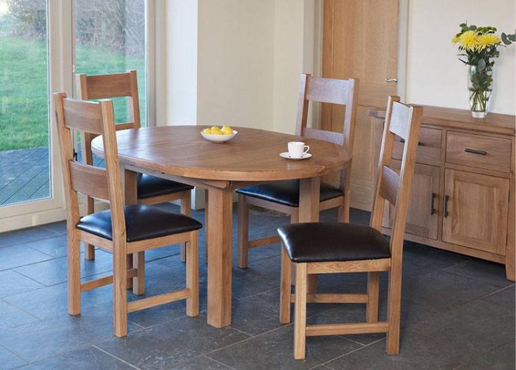Table shown extended with matching HAM-111 dining chairs 