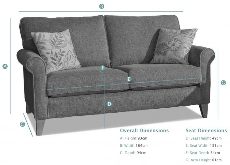 Alstons Poppy 2 Seater Sofa dimensions