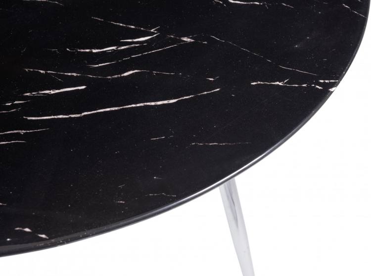 Close Up of the Bentley Designs Christo Black Marble Effect Tempered Glass 4 Seater Dining Table 