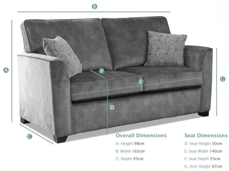 Alstons Reuben 2 Seater Sofa Bed dimensions (closed)