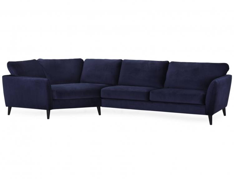 A Harlow Corner Sofa shown in Napoli Dark Blue fabric 