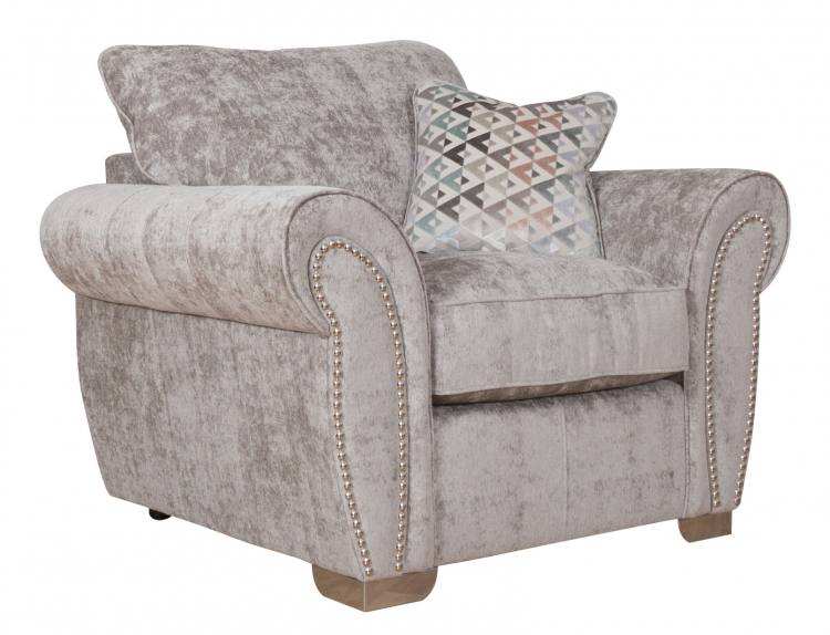 Pictured in Coco Plain Truffle with scatter cushions in Glastro Pastel with Chrome feet