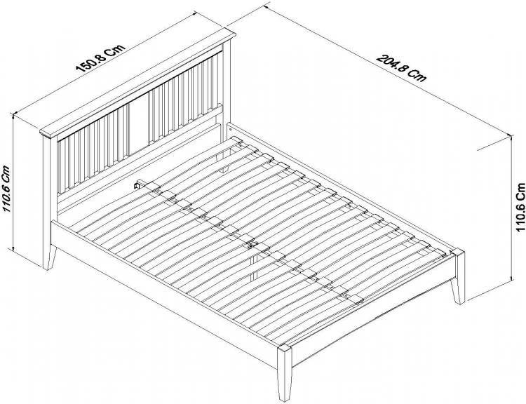 Measurements for the Bentley Designs Hampstead Soft Grey & Pale Oak Slatted Bedstead Double 