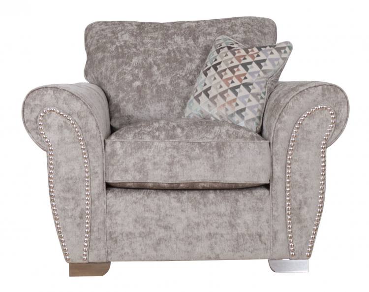 Pictured in Coco Plain Truffle with scatter cushions in Glastro Pastel with Chrome feet