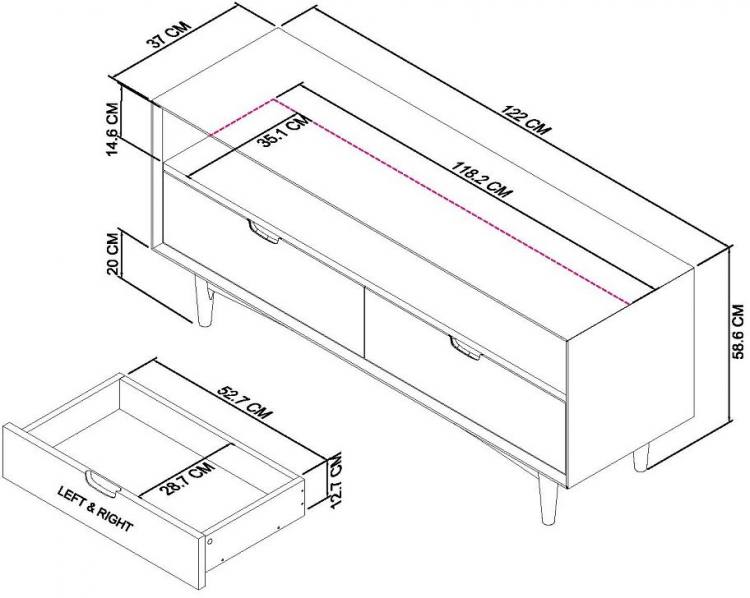 Bentley Designs Dansk Scandi Oak Entertainment Unit Measurements