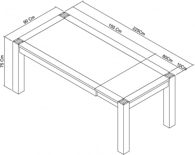 Measurements for the Bentley Designs Turin Dark Oak Medium End Extension Table