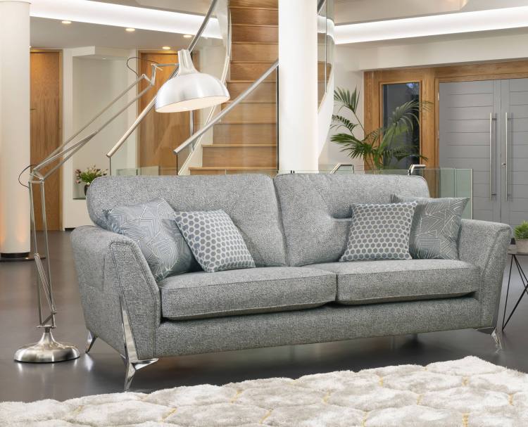 The Alstons Artemis Grand Sofa in Silver Chunky Boucle Plain