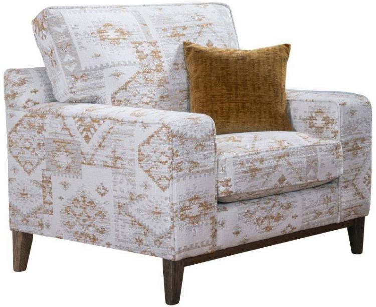 Alstons Fairmont chair in fabric 4363, small scatter cushion in 4793, dark oak plinth