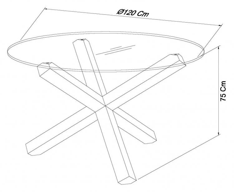 Measurements for the Bentley Designs Turin Dark Oak Circular Glass Table 