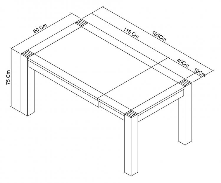 Measurements for the Bentley Designs Turin Dark Oak Small End Extension Table
