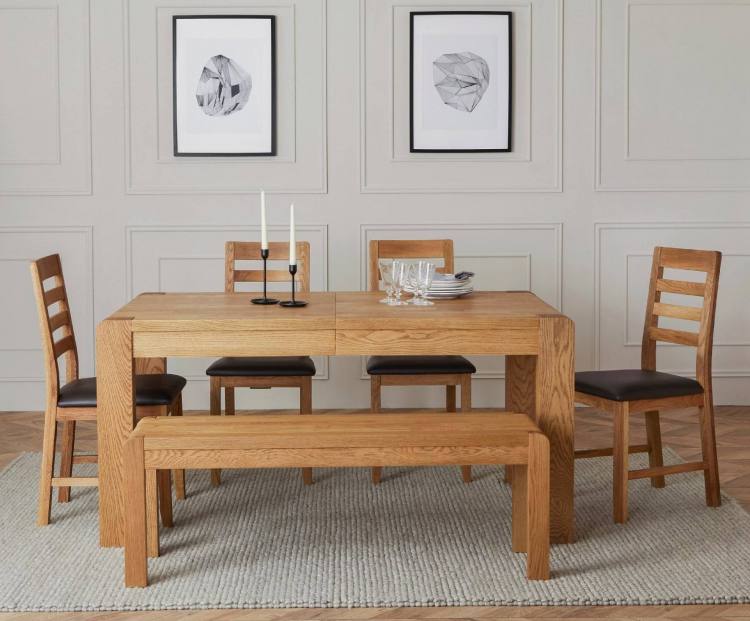 Bench shown with table & chairs in the Bergen collection 