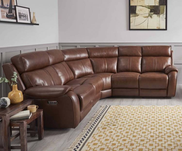 In Leather, shown with Power Recliner ends in a room setting 