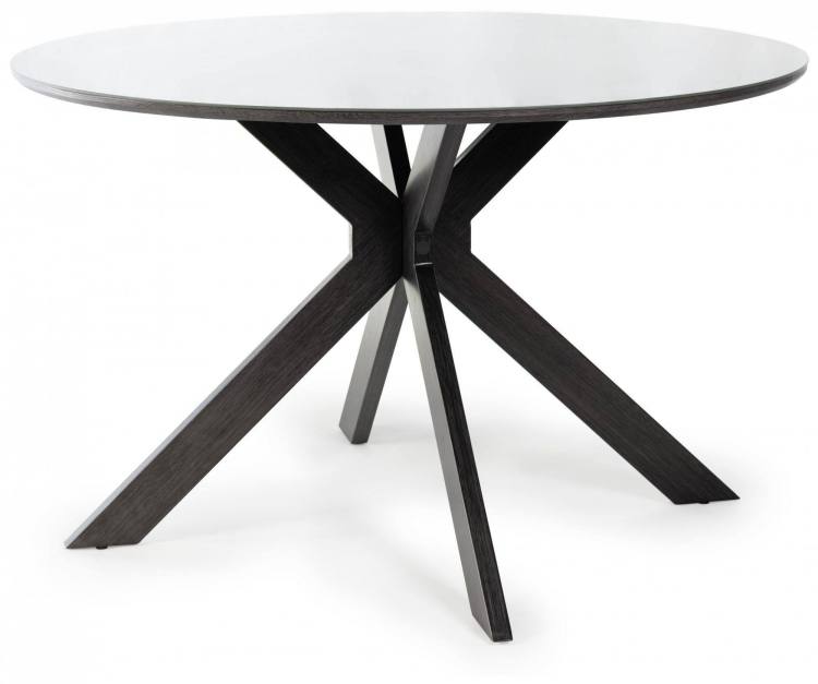 The Bentley Designs Hirst Grey Painted Tempered Glass 4 Seater Dining Table