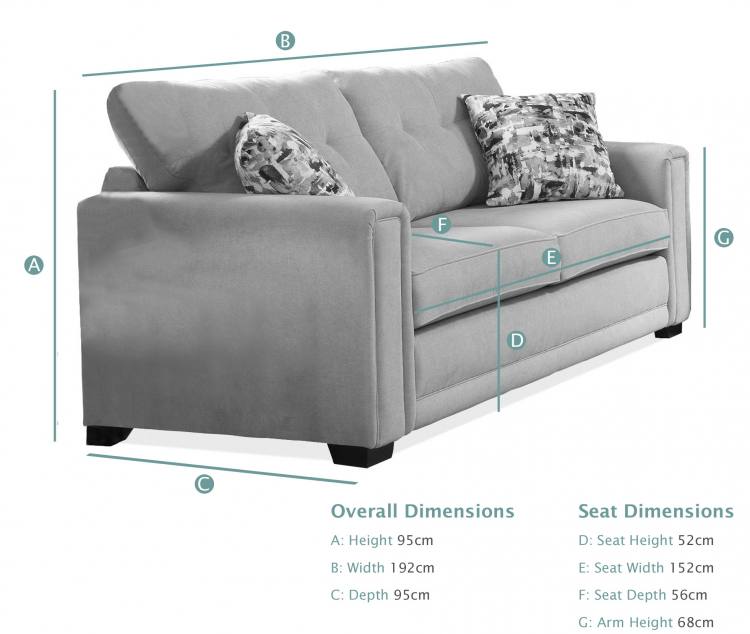 Alstons Ella 3 Seater Sofa Bed dimensions (closed)
