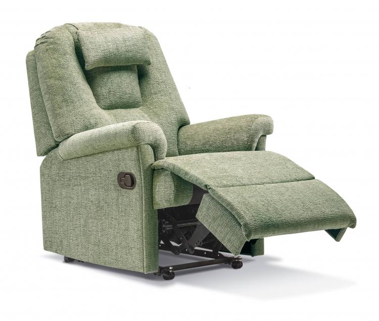Recliner in Como Avocado with optional matching head cushion, manual catch & castors options