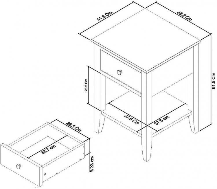 Bentley Designs - Ashby White 1 Drawer Nightstand