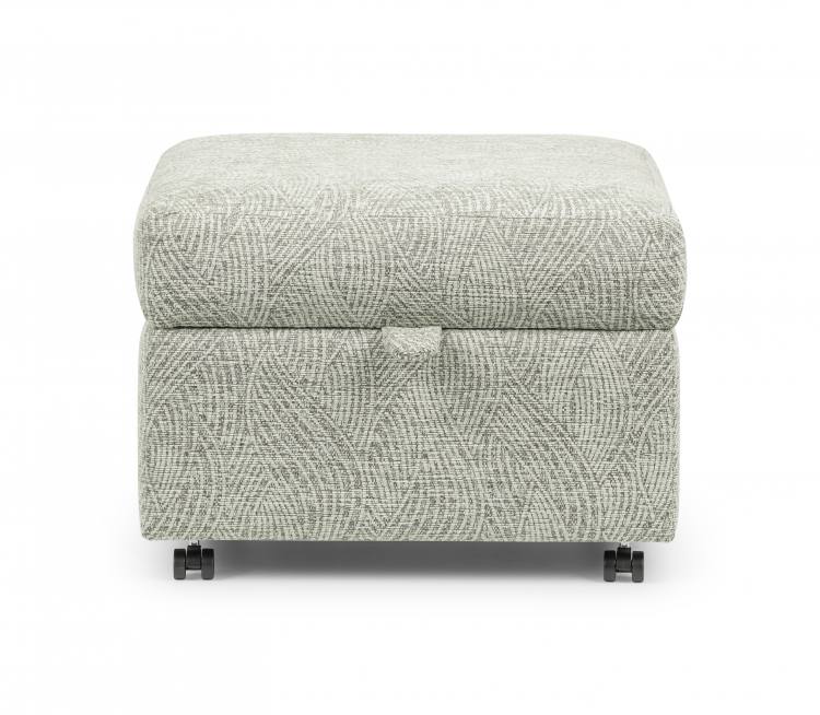 Ideal Upholstery Beverley Storage Pouffe shown in Alexandra Park Wave Sage fabric 