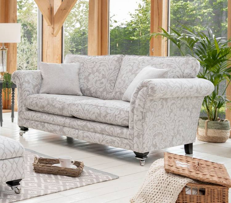 2 seater Standard back sofa in main fabric 2408 (6), price band D)  & scatters cushions in 2958 (6)
