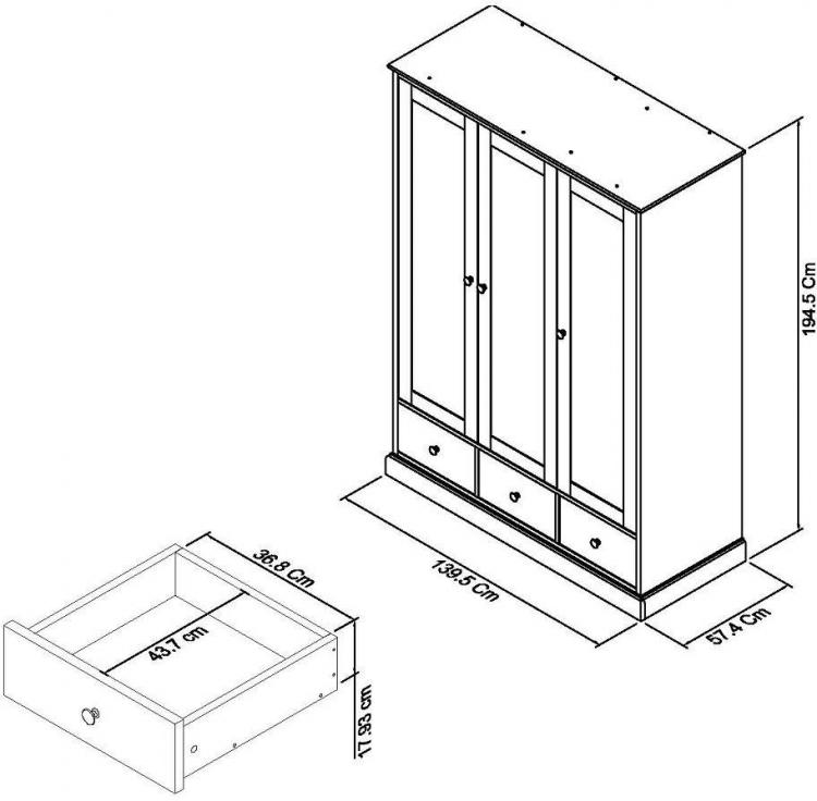 Bentley Designs Ashby White Triple Wardrobe