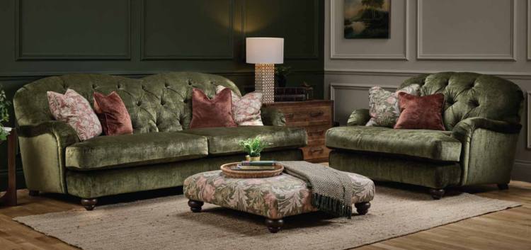 Dumpling Grand sofa, Snuggler Love chair & stool 