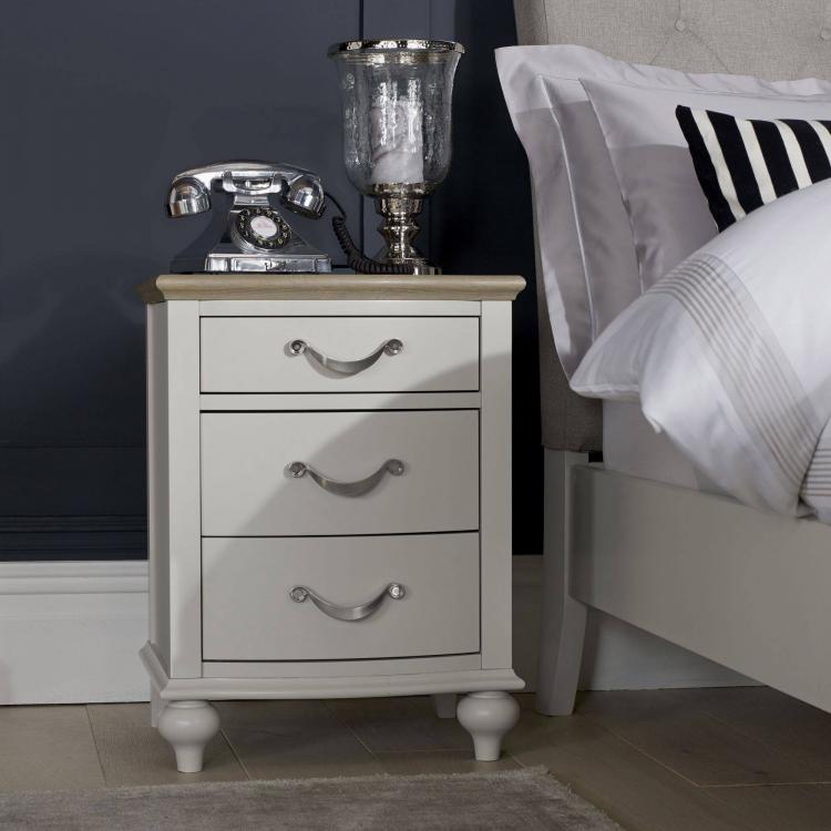 Bentley Designs - Montreux Grey Washed Oak & Soft Grey 3 Drawer Nightstand