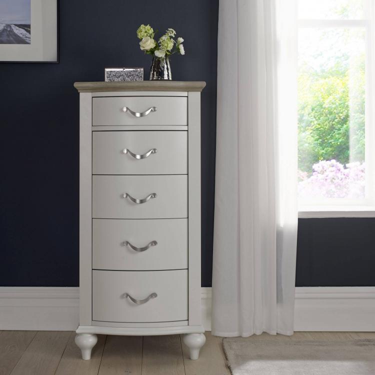 Bentley Desings Montreux Grey Washed Oak & Soft Grey 5 Drawer Chest