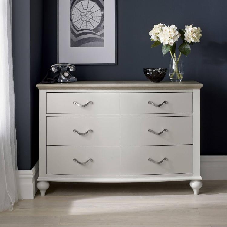 Bentley Designs - Montreux Grey Washed Oak & Soft Grey 6 Drawer wide Chest