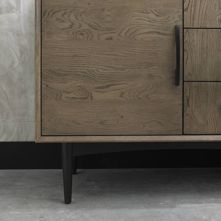 Bentley Designs Vintage Weathered Oak Wide Sideboard Close Up