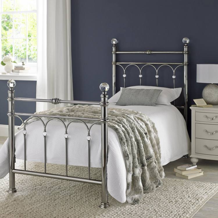 Bentley Designs Krystal (90cm) 3' Single Metal Bedstead - Antique Nickel